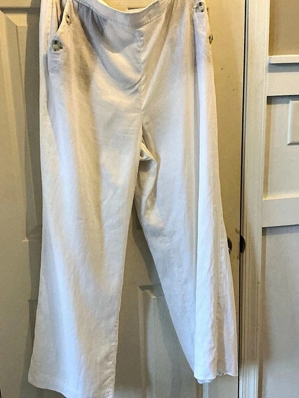 Talbots Wide Leg Linen Pants in White Size 16 Like New